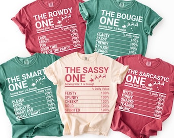 Funny Family Christmas Shirts, Group Matching Christmas Nutrition Facts Label Tshirt, Comfort Colors Custom Office Holiday Party Tee 2025