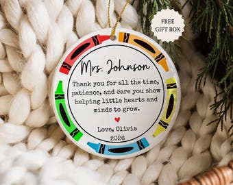 Personalized Teacher Ornament, Christmas Gift From Student, Teacher Appreciation Thank You Gift, First Year Teaching New Teacher Ornament