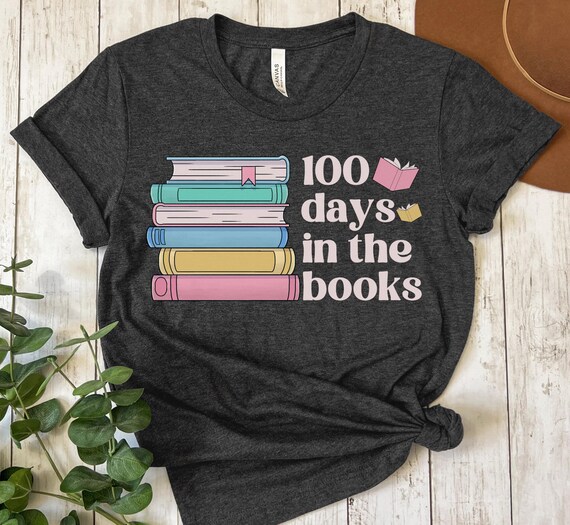 100 Days of School Reading Teacher Shirt, 100th Day of School Library TShirt, 100 Days In The Books T-Shirt, Book Lover Tee, Librarian Gifts