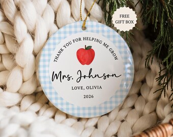 Personalized Teacher Ornament, Christmas Gift From Student, Teacher Appreciation Thank You Gift, First Year Teaching New Teacher Ornament