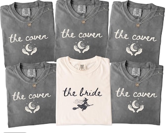 Witchy Bachelorette Shirts, Bride & Coven Halloween Bach Party TShirts, Comfort Colors Spooky Gothic Girls Trip, Wedding Bridal Party Gift