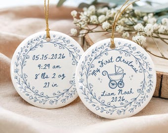 Baby's First Christmas Ornament, Baby Boy Girl Birth Stats Ornament, Personalized Name 1st Xmas Newborn Keepsake, Custom New Parent 2026