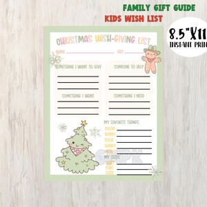 WEIHNACHTEN Kinder Wunschliste|Druckbarer Urlaub Familien Geschenkführer|Alles was ich mir für Weihnachten wünsche|Kinder geben Wollen Hilfe Bedürfnisse Liste|Kinder geben