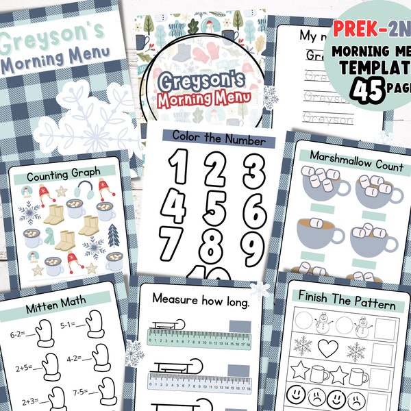 Winter Morning menu | Kindergarten Morning Menu | HomeSCHOOL morning Activity | 2nd grade Morning Menu Pages | December Morning Menu