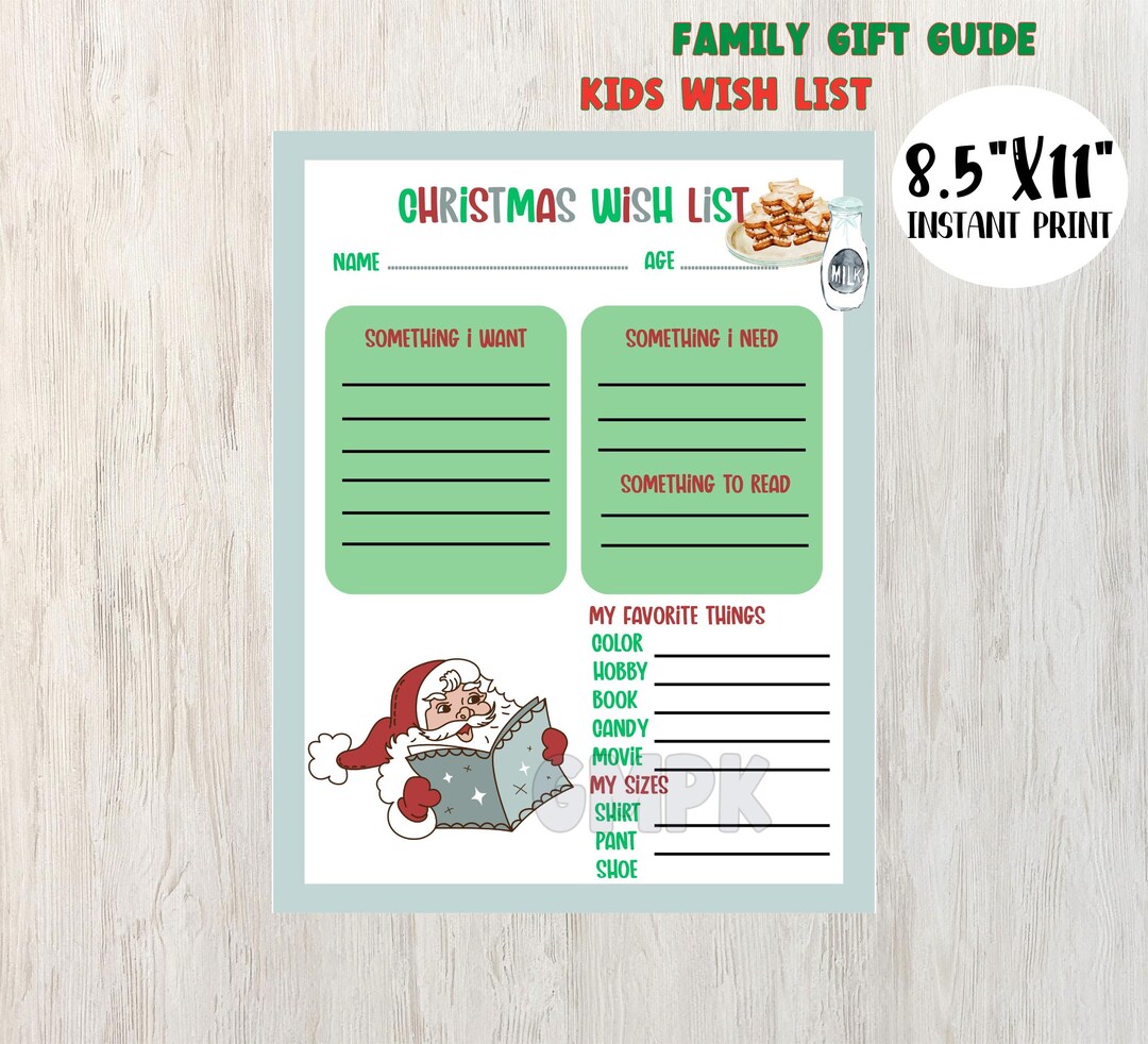 Kids Christmas Wish List | Printable Holiday Gift Guide (PDF) - Etsy