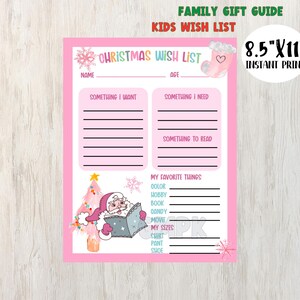 Lista de deseos navideños para niños/Guía imprimible de regalos navideños para familias/Todo lo que quiero para Navidad/Lista de deseos y necesidades para niños/Lista de ideas de regalos para niños