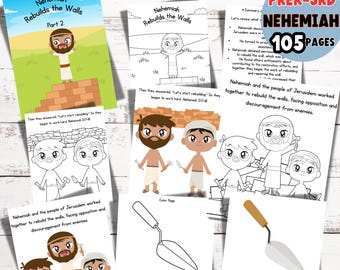 Preschool Bible Lesson: Nehemiah Rebuilds the Wall BUNDLE, 10 Commandments, Fruits of the Spirit (Digital Download)