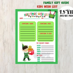 Kinder WEIHNACHTEN Wunschliste|Druckbare Urlaub Familie GESCHENKANLEITUNG|Alles was ich für Weihnachten will|Kinder wollen Bedarf lesen Liste|Kinder Geschenkideen Liste|Elf