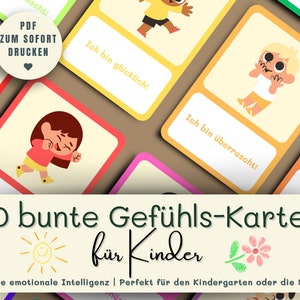20 digitale Gefühlskarten für Kinder | Lernmaterial Kindergarten & Schule | Emotionale Intelligenz | Montessori | als PDF zum ausdrucken