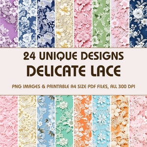 24 Delicate Lace Dollhouse Wallpaper, Printable Wallpaper Download, Miniature Wallpaper, Digital Download 1:12 Scale Dollhouse Floor