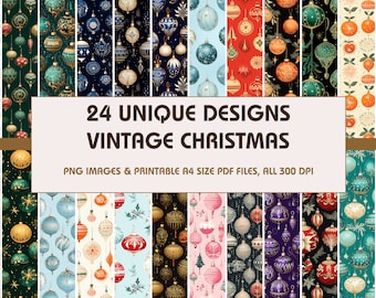 24 Vintage Christmas Dollhouse Wallpaper, Printable Wallpaper Download, Miniature Wallpaper, Digital Download 1:12 Scale Dollhouse Floor