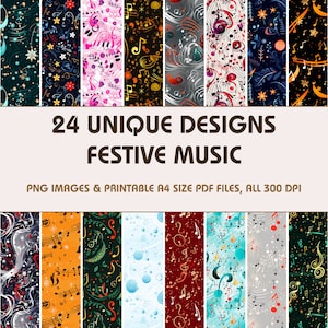 24 Festive Music Dollhouse Wallpaper, Printable Wallpaper Download, Miniature Wallpaper, Digital Download 1:12 Scale Dollhouse Floor