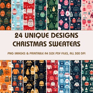 24 Christmas Sweaters Dollhouse Wallpaper, Printable Wallpaper Download, Miniature Wallpaper, Digital Download 1:12 Scale Dollhouse Floor