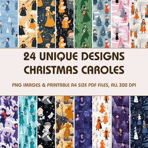 24 Christmas Caroles Dollhouse Wallpaper, Printable Wallpaper Download, Miniature Wallpaper, Digital Download 1:12 Scale Dollhouse Floor