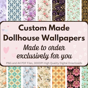 Custom Made Miniature Wallpaper Design, 1:12 dollhouse wallpaper, miniature designs, dollhouse decoration