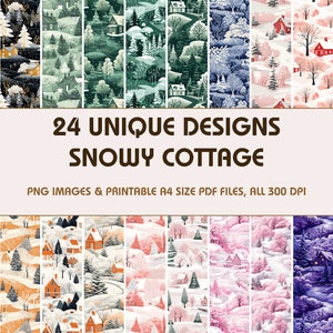 24 Snowy Cottage Dollhouse Wallpaper, Printable Wallpaper Download, Miniature Wallpaper, Digital Download 1:12 Scale Dollhouse Floor