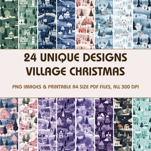 24 Village Christmas Dollhouse Wallpaper, Printable Wallpaper Download, Miniature Wallpaper, Digital Download 1:12 Scale Dollhouse Floor