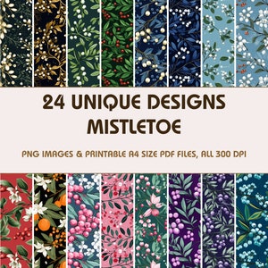 24 Mistletoe Dollhouse Wallpaper, Printable Wallpaper Download, Miniature Wallpaper, Digital Download 1:12 Scale Dollhouse Floor
