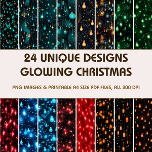 24 Glowing Christmas Dollhouse Wallpaper, Printable Wallpaper Download, Miniature Wallpaper, Digital Download 1:12 Scale Dollhouse Floor