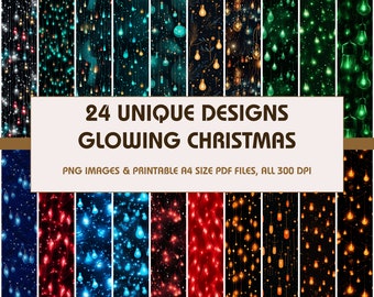 24 Glowing Christmas Dollhouse Wallpaper, Printable Wallpaper Download, Miniature Wallpaper, Digital Download 1:12 Scale Dollhouse Floor