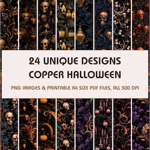24 Copper Halloween Dollhouse Wallpaper, Printable Wallpaper Download, Miniature Wallpaper, Digital Download 1:12 Scale Dollhouse Floor