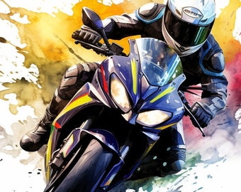 31 Superbike Watercolor Dynamic Rider Pose Clipart, High-Quality Watercolor Motocycle Collection PNG Bundle, Motorcycles Scenery Motor Lover