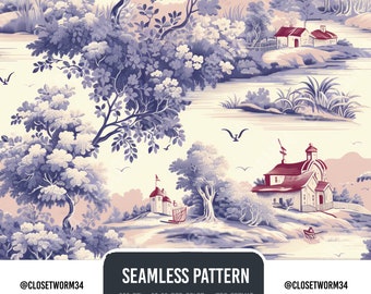 5 seamless digital patterns from the Toile de Jouy Fairy Tales Collection | High Resolution JPG | Seamless | unique holiday gift