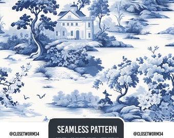 5 seamless digital patterns from the Toile de Jouy Fairy Tales Collection | High Resolution JPG | Seamless | unique holiday gift