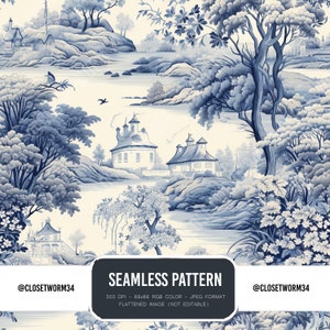 5 seamless digital patterns from the Toile de Jouy Fairy Tales Collection High Resolution JPG Seamless unique holiday gift image 4