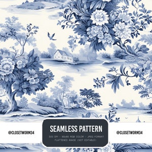 5 seamless digital patterns from the Toile de Jouy Fairy Tales Collection High Resolution JPG Seamless unique holiday gift image 5