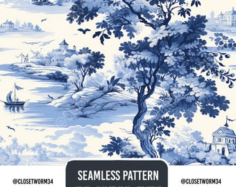 5 seamless digital patterns from the Toile de Jouy Fairy Tales Collection | High Resolution JPG | Seamless | unique holiday gift