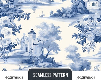 5 seamless digital patterns from the Toile de Jouy Fairy Tales Collection | High Resolution JPG | Seamless | unique holiday gift