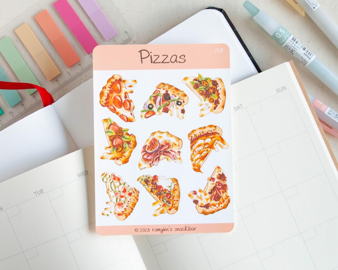 Pizza Notes Watercolor Pizza Sticker Sheet: Planner Stickers - Etsy