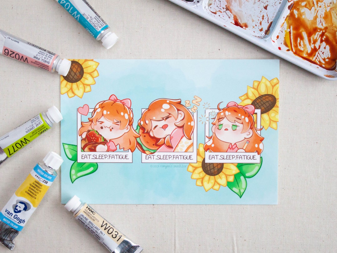 Eat. Sleep. Fatigue. Chibi Art Print (6