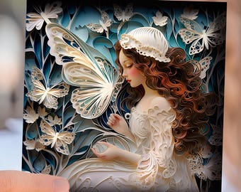 Tarjeta de cumpleaños de hadas y mariposas, saludos de temporada, regalo de Navidad 2025, tarjeta 2D con efecto 3D impreso, Fairycore Wildlings Elf Fairy