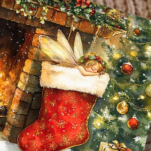 Cartão de Natal ilustrado com fada sonolenta caprichosa Amantes de fadas, presente de aniversário personalizado perfeito Menina Filha Feminina Papelaria da estação