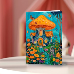 Toadstool Cottage, maison de fées, cartes champignons magiques, cadeaux d'anniversaire, art éthéré, cadeau de papeterie, lot de cartes féeriques