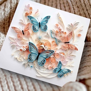 Carte d'anniversaire papillons, carte de voeux carte 2D avec impression effet 3D, carte de voeux de Noël, paquet de cartes vierges