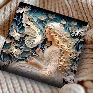 Verjaardagskaart feeën en vlinders, 2D-kaart Moederdagcadeau met gedrukt 3D-effect, Fairycore Wildlings Elf Fairy