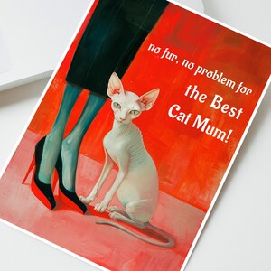 Carte personnalisée de fête des mères, carte de mère de chat sphynx, carte de fête des mères chat, maman chat, envoi d'amour à une mère, cadeau d'anniversaire sphynx