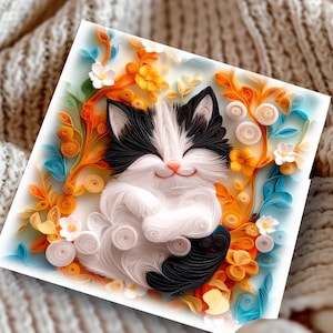 Tarjeta de feliz cumpleaños personalizada, bonito regalo para mamá gata, amante de los gatos, regalo personalizado para padres de gatitos, regalo personalizado con efecto 3D impreso