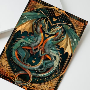 Valentinstag, verliebte Drachen, Geburtstagskarte für Drachenliebhaber, personalisierte Liebeskarte, Geschenk für Dungeons & Drachenfans