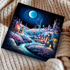 Village d'hiver personnalisé dans la neige Cartes de voeux de Noël Village enchanté Noël 2025, Papeterie d'hiver magique d'anniversaire