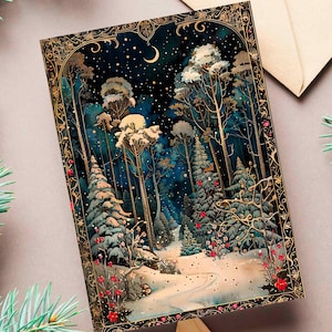 Mum Dad Perfect Gift Christmas 2025, Enchanted Christmas Forest Winter Cards, Magical Winter Wonderland, Personalised Illustrated Stationary