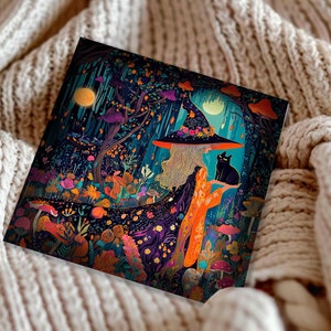 Perfektes Halloween-Geschenk Personalisierte Hexe Schwarze Katze Illustrierte Gruselige Grußkarte Geschenk für Freund Tochter Mutter Kinder Witchcore Geschenk