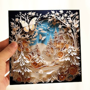 Personalisierte Schmetterlinge im verzauberten Wald Geburtstagskarte-besonderer Anlass gedruckte 2D-Karte 3D-Effekt, nicht Quilling-Karte, sendende Liebeskarte