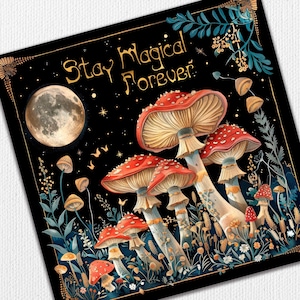 Carte de séjour champignons magiques Champignon vénéneux surréaliste, champignons psychédéliques carte d'anniversaire Cottagecore mycophile, cadeau pour amateur de champignons Halloween