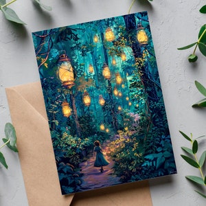 Betoverend bos lantaarns Magic Woods kaart verjaardagsuitnodiging geschenken fee meisje dochter nichtje etherische kunst cadeaupakket magische feeënkaarten