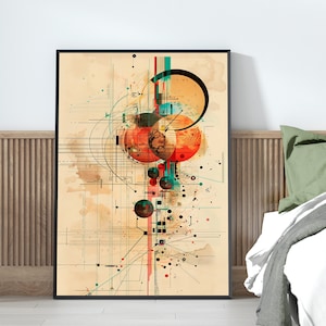 Arte della parete minimalista astratta moderna Bauhaus, poster modernista Arte moderna retrò stampa di metà secolo soggiorno camera da letto arte, regalo di inaugurazione della casa