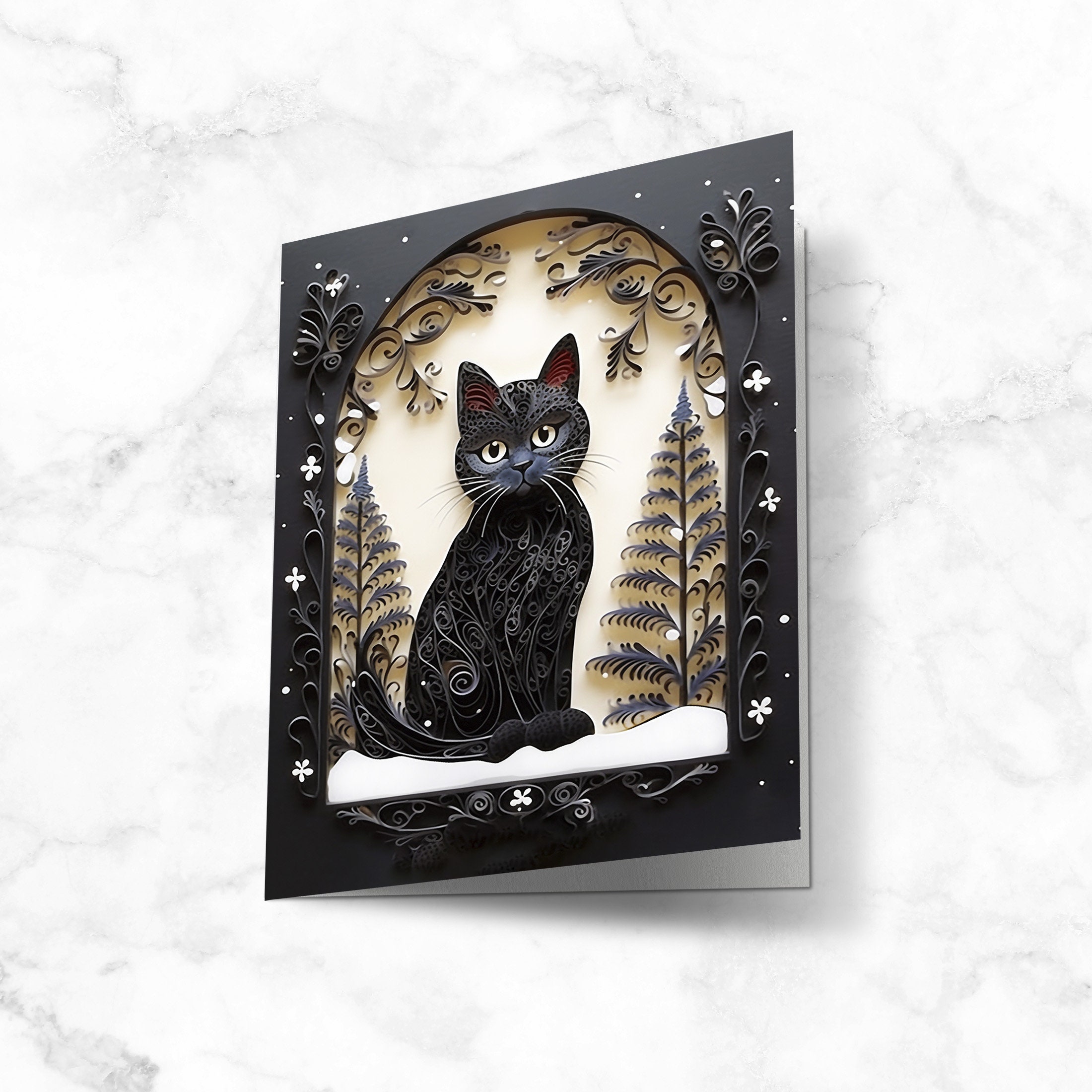 Personalised Black Cat Card, Versatile Birthday Holiday Card for Cat ...